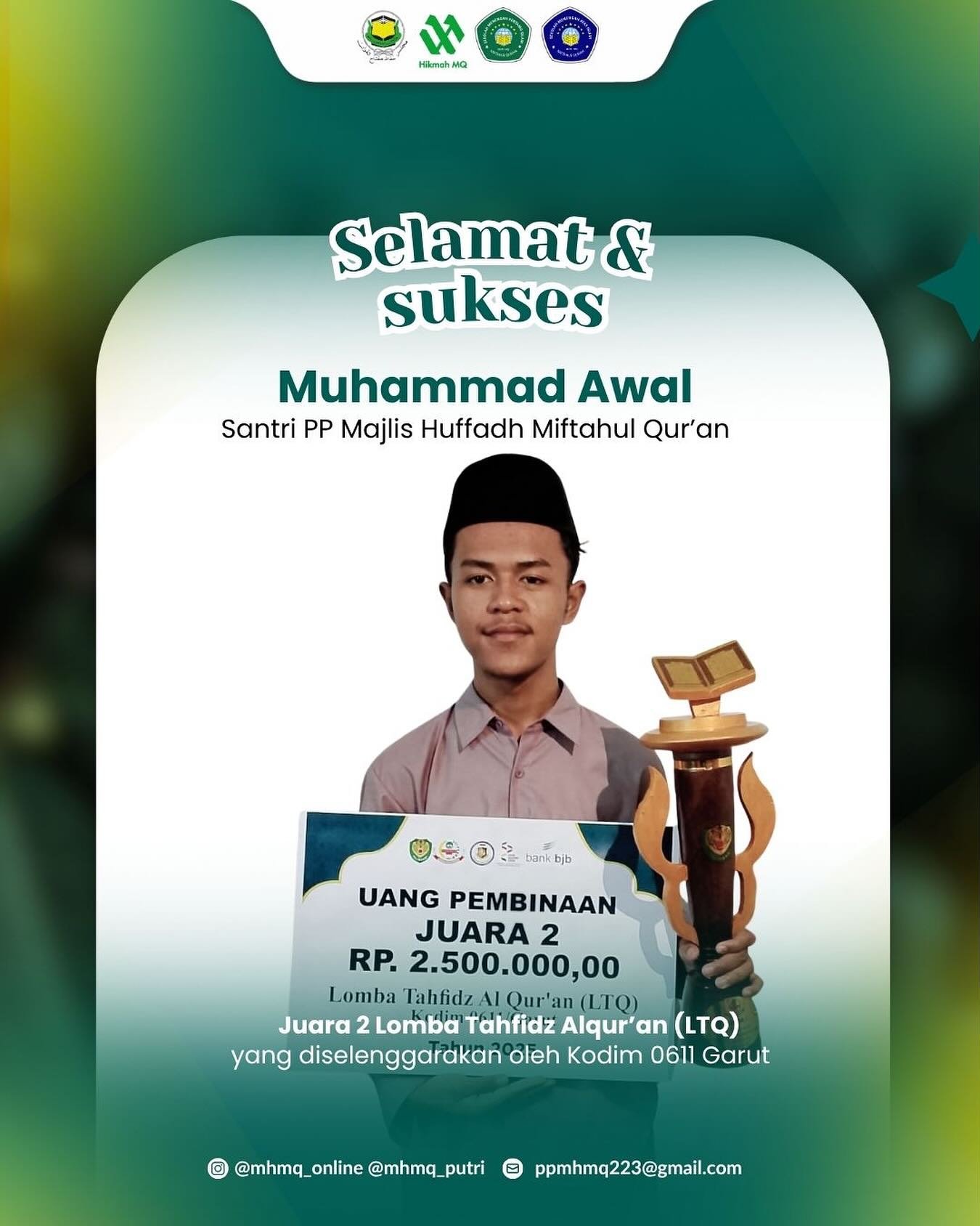 Juara 2 Lomba Tahfidz Alqur'an (LTQ)